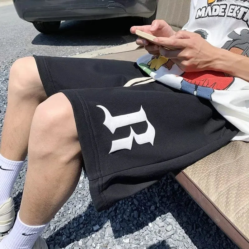 M-8XL Men's Large Loose Gothic Letter B Printed Casual Pants Fashion Sports Pants