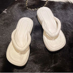 Sweet Womens Wedges Clip Toe Sandals EVA Summer Solid Thick Sole Flip Flops Indoor Outdoor Slip-on Beach Zapatillas