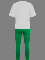 LW Plus Size Women Two Piece Tracksuits 23 Digital Print Skinny Pants Set  short Sleeve Sweatshirt +Skinny Pants Set Women Track