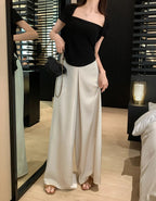 High-Grade Acetate Satin Wide-Leg Pants Women Spring Bell-Bottoms Pants Loose Casual Pants High Waist Oversized Long Pantalons