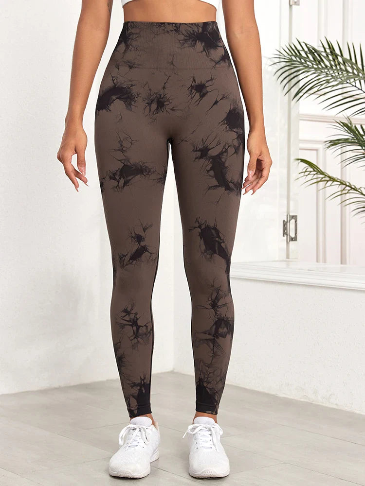 Tie Dye Seamless Gym Leggings Women Push Up Women Mallas Sports Fitness Contour Yoga Running Pants Elastic  Leggins