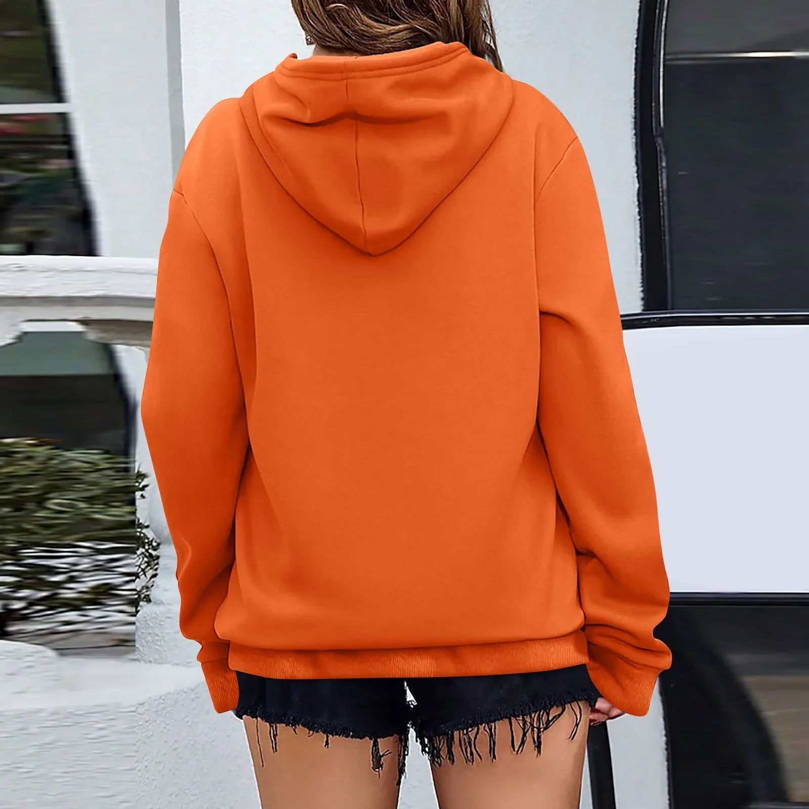 y2k Solid Minimalist Women's Hoodie, Long Sleeve With Pocket Casual Daily Wear 2024 Women Hoodies Autumn Sudadera de mujer