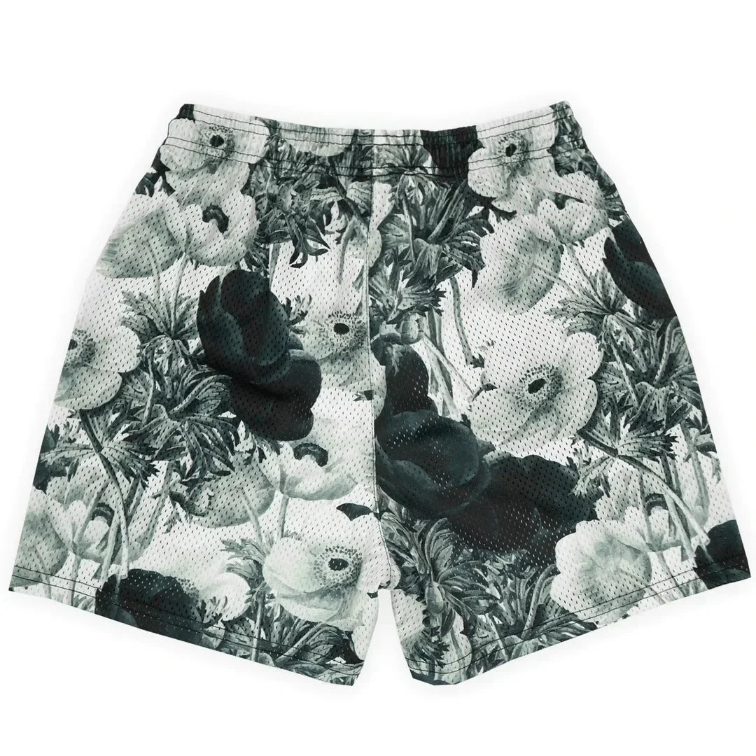 Summer New men short pant Rose Design Casual Shorts Street Hip Hop Fitness Polyester Fast Dry Breathable Embroidery Men Shorts