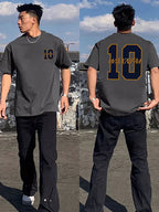 Large Cotton Men's Creative Digital 10 Printed Short Sleeved T-shirt for Men Explosive Street Loose Half Sleeved Hip-hop Top