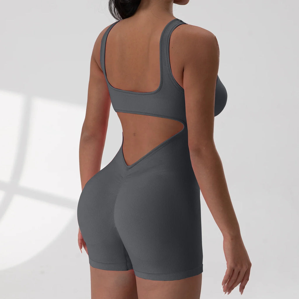 Women's Sexy Backless Tank Rompers Top Bodycon One Piece Halter Sleeveless Bodysuit Short Jumpsuits