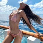 Wrap Around Halter Metallic Satin Bikini Women Swimwear Female Swimsuit Two-pieces Bikini Set Brazilian Bathing Suit Swim Lady