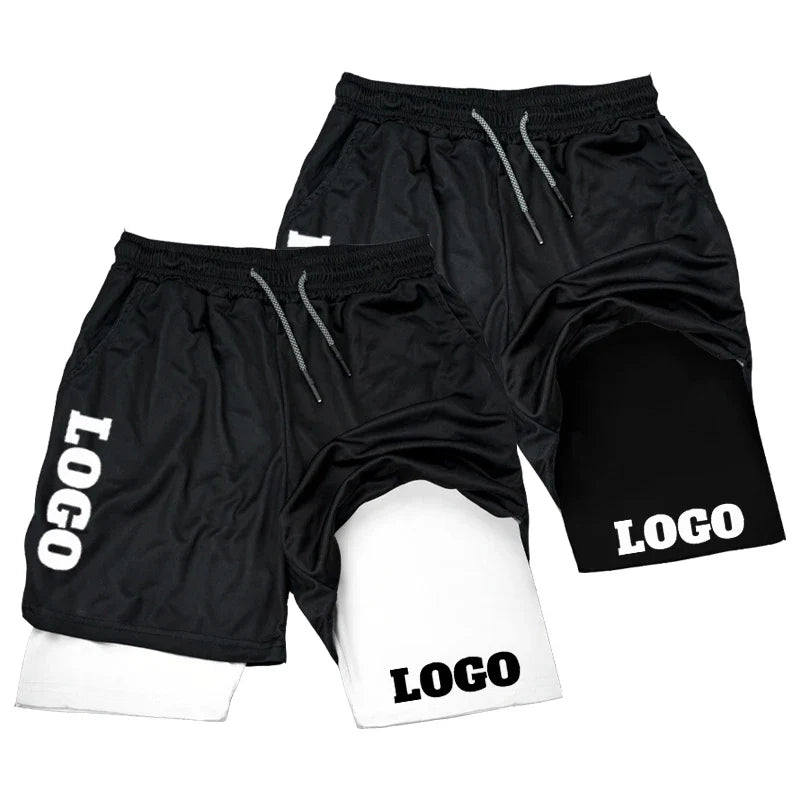 Custom Shorts Men Gym Sports Shorts 2 In 1 Quick Dry Workout Training Gym Fitness Jogging Short Pants Summer DIY Men Shorts