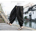 FGKKS 2023 Outdoor Brand Pants For Men Lce Silk Dragon Dark Flower Loose Bloomers High Quality Wide Leg Casual Trousers Male