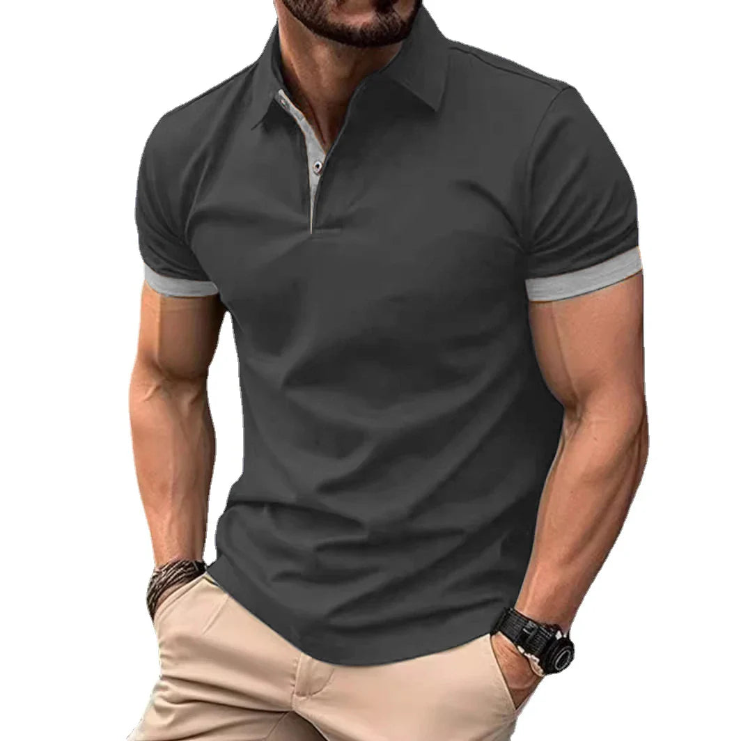 Summer Men Polo Shirts Men Short Sleeve Shirt Contrast Color Lightweight Streetwear Casual  Lapel Collar Tops