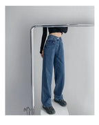High-waisted Women's Vintage Jeans Loose-fit Straight-leg Slimming Draped Denim Trousers