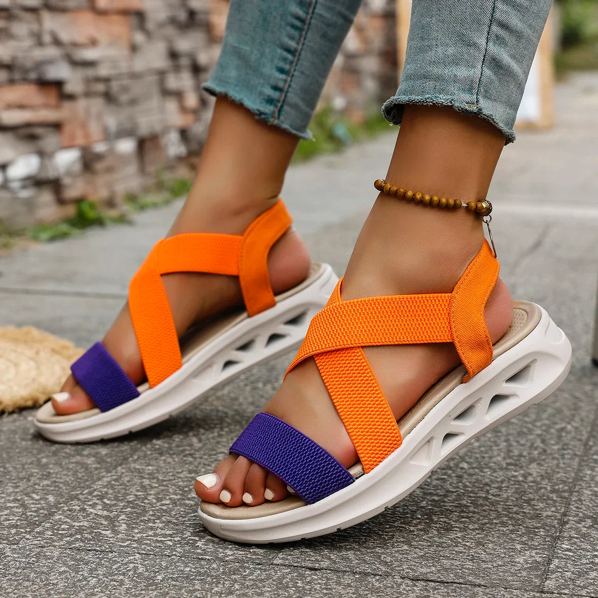 Summer New 2025 Wedge Women's Sandals Platform Outdoor Beach Shoes for Women Elastic Band Design Women Sandals Size 36-43