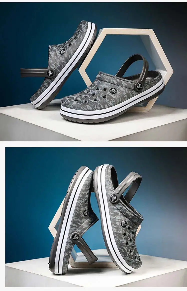 Hot Sale Large Size Men's Vacation Beach Sandals Leisure Garden Multifunctional Shoes　Indoor Home Slippers 39-45#