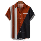 Fashion Men's Striped Casual One Button Shirts Streetwear Short Sleeve Loose Top 3D Digital Printed Blouse Plus Size 5XL