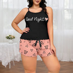 Women's Plus Size Pajamas Set Short Tank Tops Shorts 2 Pcs Suit Casual Home Wear Female Oversize Sleepwear 3XL 4XL 5XL