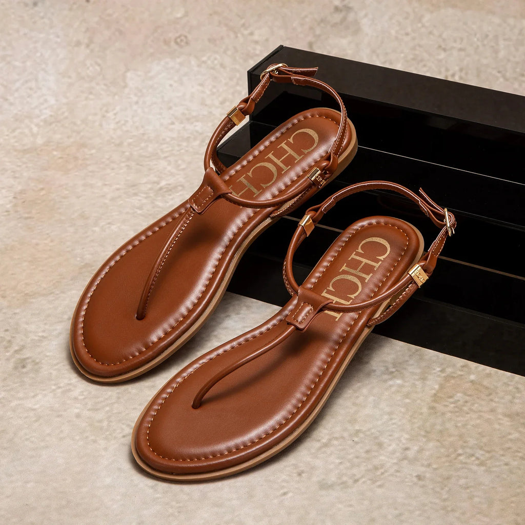 CHCH Women's Flat Sandals Summer Minimalist Toe Beach Shoes Vacation Outdoor
