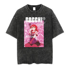 Men Oversized Printed Tshirts Bocchi Club Music Band Anime Bocchi The Rock Cotton Tops Creative Crew Neck Tees Washed TShirt