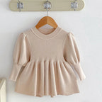 Baby Girls Knit Dress Autumn Winter Princess Dress Knitted Sweater Outfits Long Sleeve Red Christmas Party Dress Kids Clothes