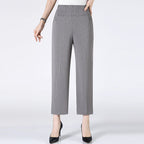 Summer Thin Breathable Elastic Pants 8XL Women's Solid Color High Waisted Loose Casual Pants Middle-aged Elastic straight leg