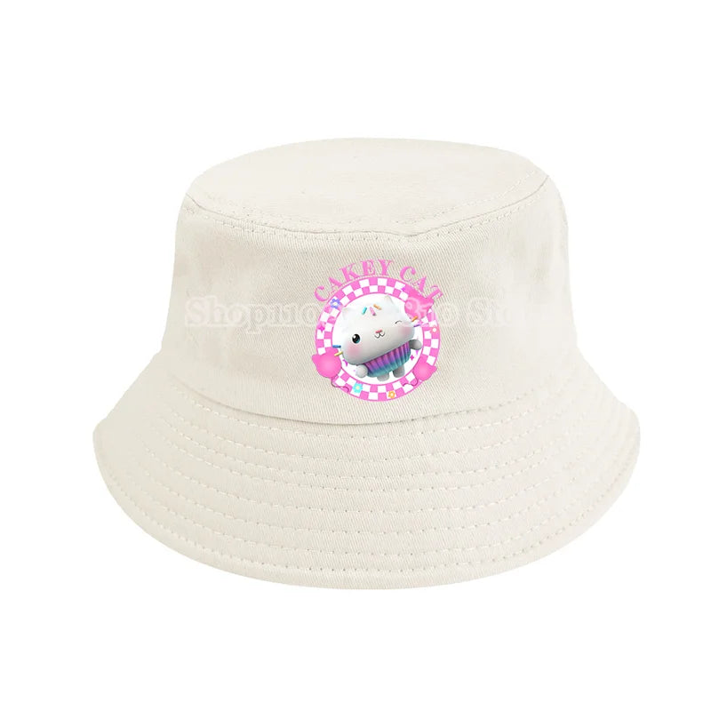 Gabby Dollhouse Bucket Hat Cotton Children Pot Flat Shade Sun Protection Spring Autumn Hats Cartoon Parent-Child Headdress Gift