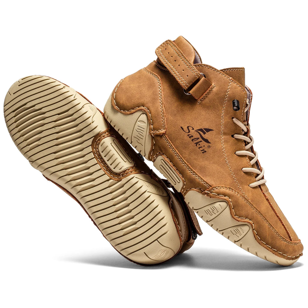 New 2025 Handmade Men Boots Design Sneakers Man Outdoor Casual Leather Men Shoes Ankle Boots Fall Breathable Hot Sale