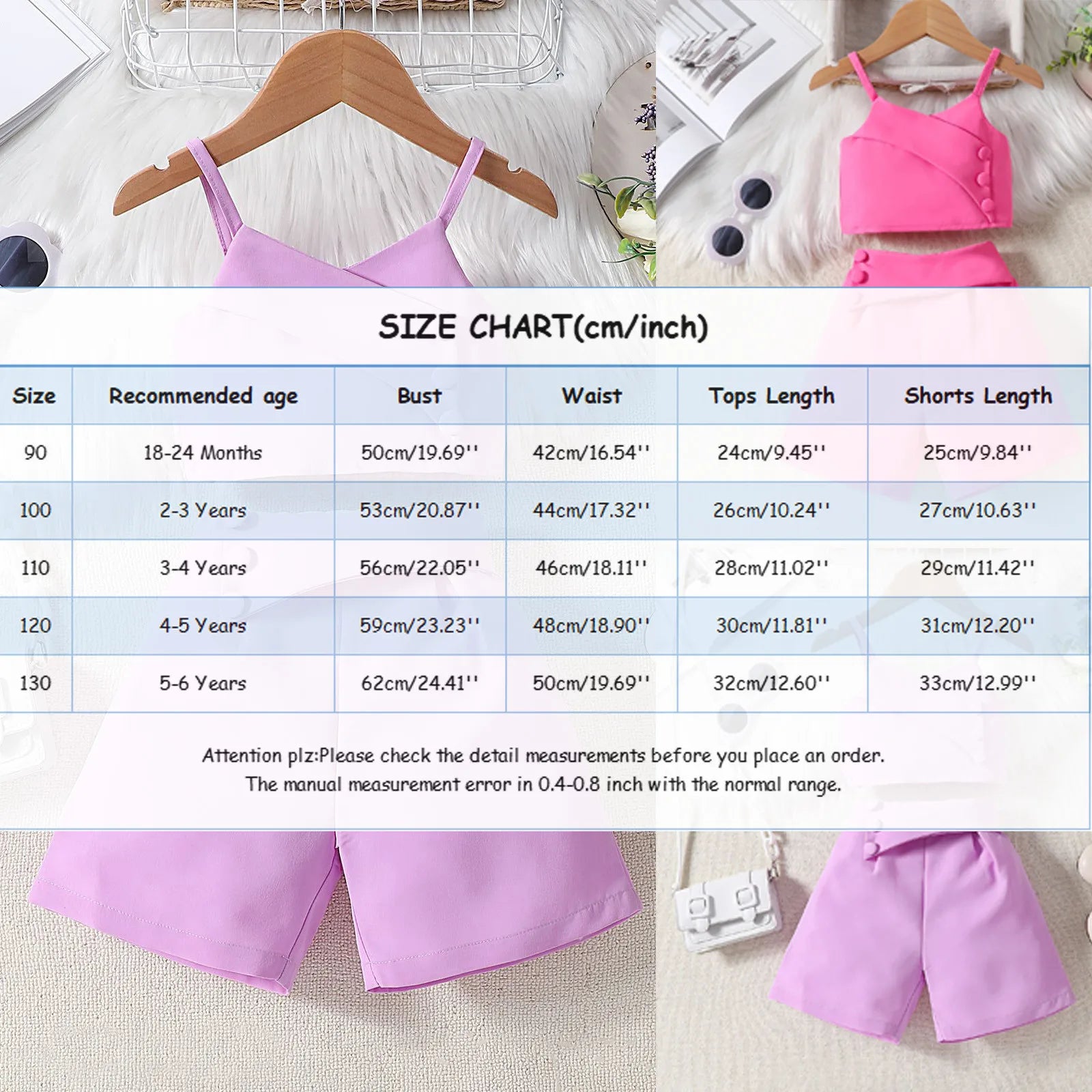 Toddler Kids Baby Girls Clothes Sets Strap Sleeveless Vest Tops Shorts 2PCS Summer Outfits Fashion Girls Clothes Set 0-6Years