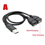 USB Cable Splitter Phone Charger Power Adapter Cord 2 Ports Male to Female USB Multiple Expander OTG Extension Charging DockPlug
