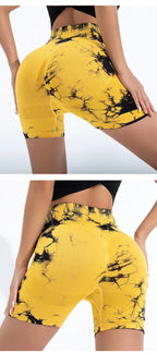 Summer Women High Waist Butt Lift Shorts Legging Seamless Leggings Fashion Tie Dye Shorts Gym Workout Running Pants