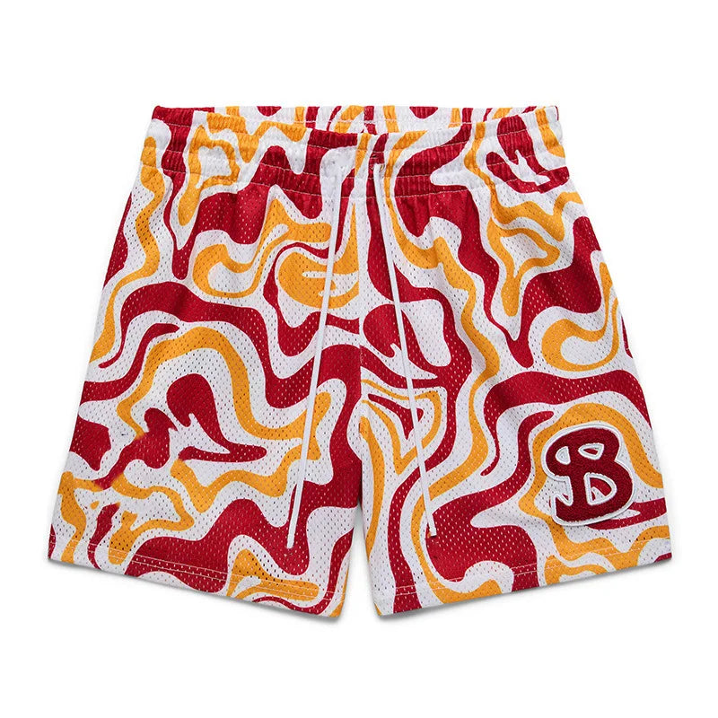 BKTSQD American Style Trendy Brand Sports Shorts Men's Casual Mesh Quick drying quarter knee basketball running beach shorts