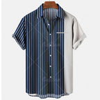 Fashion Men's Striped Casual One Button Shirts Streetwear Short Sleeve Loose Top 3D Digital Printed Blouse Plus Size 5XL