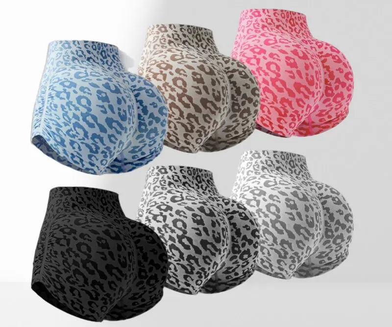 Women Leopard Gym Shorts Athletic Butt Lifting Workout Biker High Waist Yoga Pants Leggins Sports Fitness Short Tights