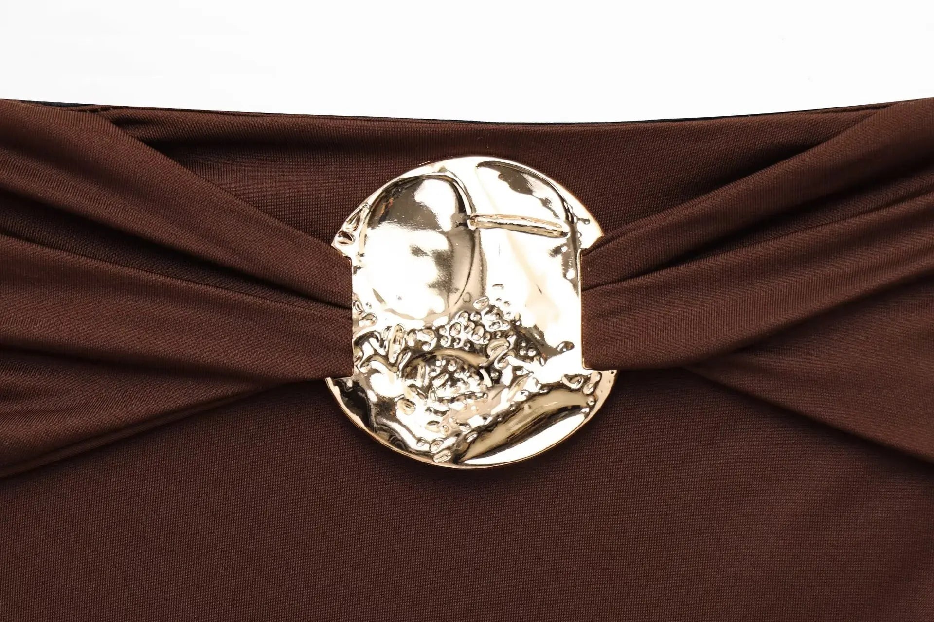 ZBZA Women's Sexy Jumpsuit Gold Button Pleated High Elastic Holiday Beach Solid Color Slim Fit Top Summer New Female Chic Top