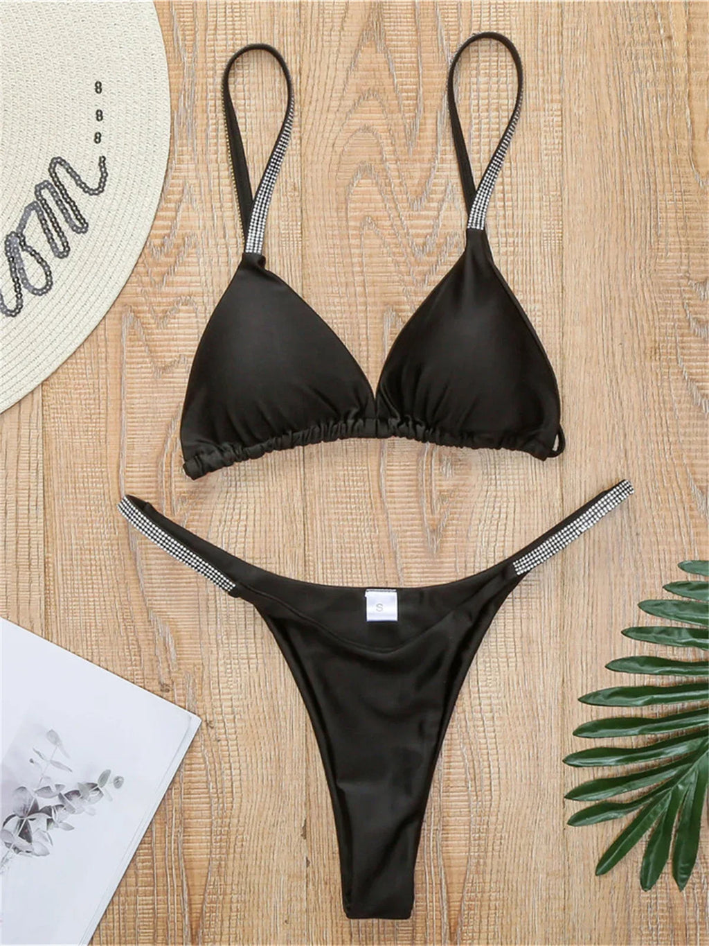 Diamond Swimwear Women 2024 Sexy Pink Micro Bikini Brazilian Black Rhinestone Thong Swimsuits Beach Push Up Bathing Suit Biquini