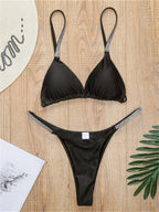 Diamond Swimwear Women 2024 Sexy Pink Micro Bikini Brazilian Black Rhinestone Thong Swimsuits Beach Push Up Bathing Suit Biquini