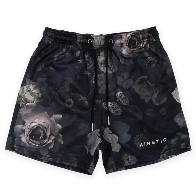 Summer New men short pant Rose Design Casual Shorts Street Hip Hop Fitness Polyester Fast Dry Breathable Embroidery Men Shorts
