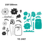 Daily Grind Autumn Bears Occasion Flowers Sunshine 2024 Newest Cutting Dies Clear Stamp Stencil for Scrapbooking Paper Making