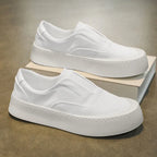 Canva Men's Casual Sneakers Summer Breathable Ice Silk Lazy Shoes Work Cloth Shoes Thick Bottom Black Sports Shoes