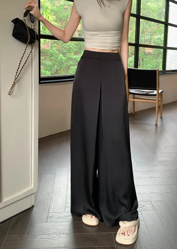High-Grade Acetate Satin Wide-Leg Pants Women Spring Bell-Bottoms Pants Loose Casual Pants High Waist Oversized Long Pantalons