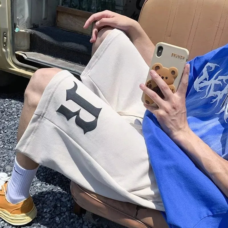 M-8XL Men's Large Loose Gothic Letter B Printed Casual Pants Fashion Sports Pants