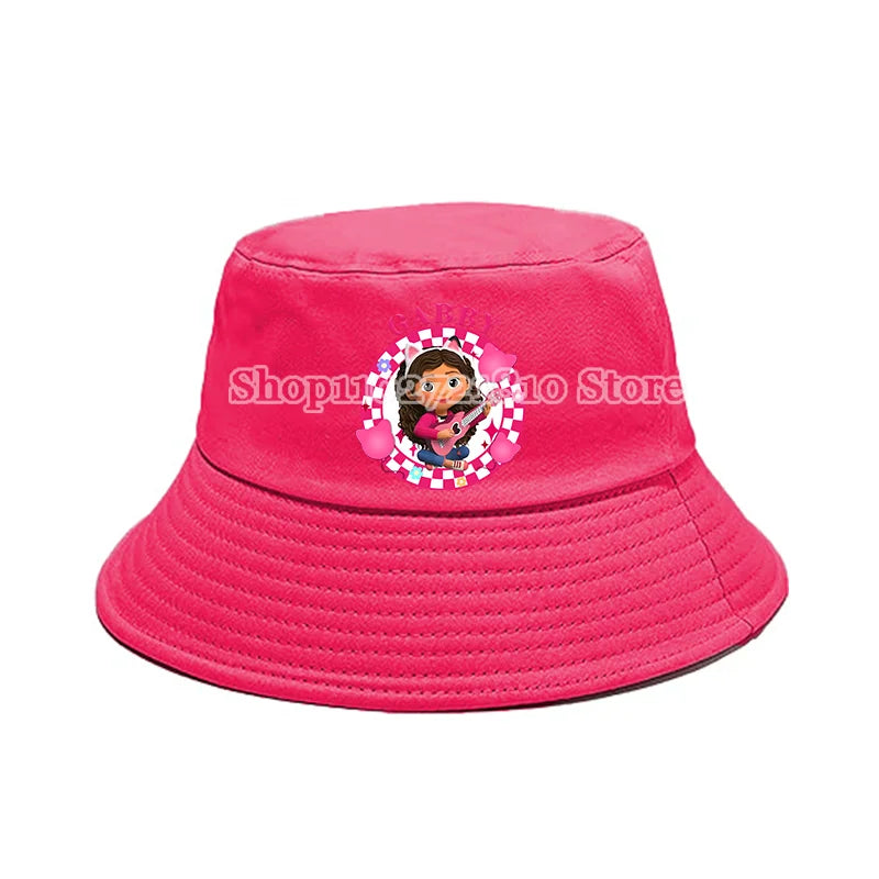 Gabby Dollhouse Bucket Hat Cotton Children Pot Flat Shade Sun Protection Spring Autumn Hats Cartoon Parent-Child Headdress Gift