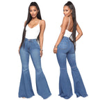 Women Jeans Flare Pants Sexy Denim Long Pant Hip Wrap Casual Solid Elegant Splice Regular Slim Fit High Waist Trousers Summer