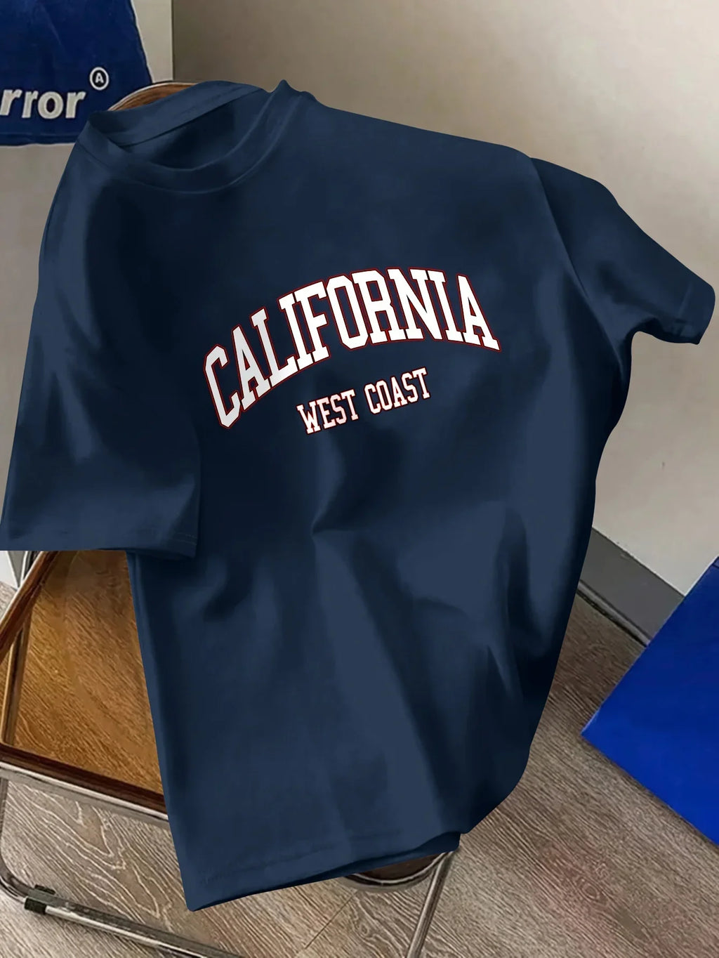 Men's Summer 100% Cotton Fashion California Letter Printed Loose Large Casual Comfortable Round Neck Short Sleeve T-shirt Top