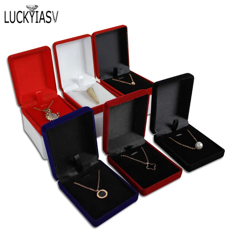 Wholesale Black Velvet Wedding Bride Jewelry Necklace Pendant Box Gift Colar Earrings Trinket Display Case Holder Organizer