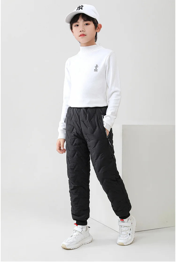 Children's Cotton Pants Winter Boys Thickened Trousers Teen Boys Cotton Lamb Wool Warm Cotton Pants Boys' Plush Casual Pants