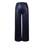 Women's Fashion Solid Color High Waist Sequin Side Zipper Draped Wide Leg Pants Pants for Women Women's Pants Women's Pants 2024