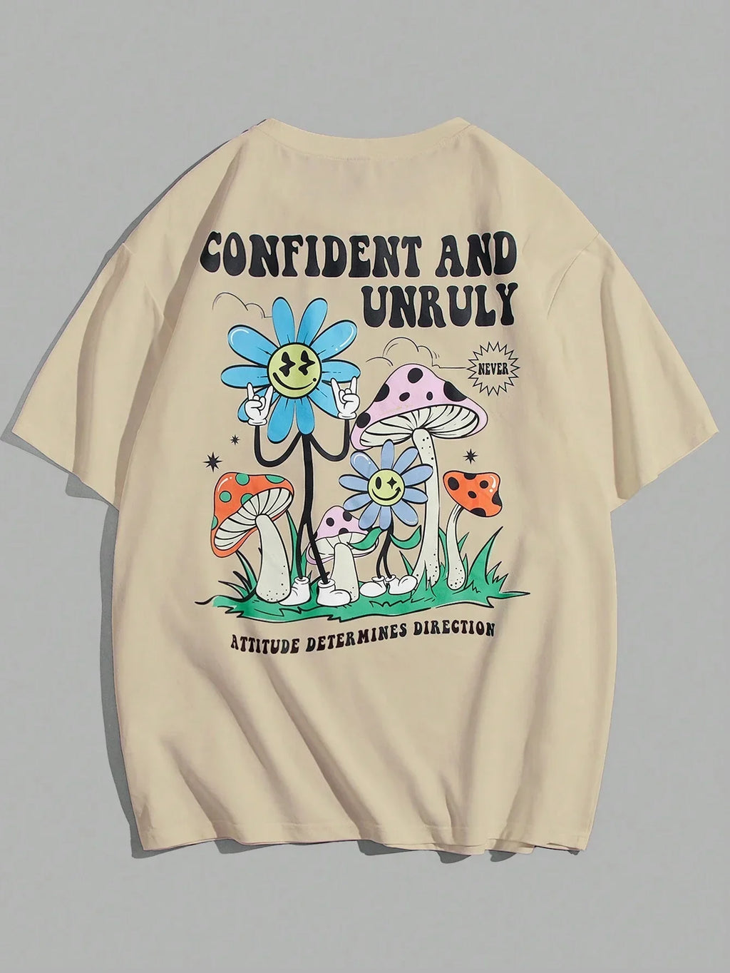 Confident And Unruly Attitude Determines Direction Men T Shirt Cotton Shirt Street Loose T-Shirts Summer Breathable Short Sleeve