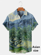 Men Shirts 3d Geometric Art Colorful Abstract Oil Painting Printed Men's Short Sleeve Shirts Fashion Unisex Hawaiian Button Top