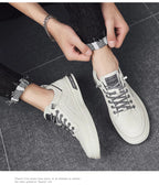 Trendy Versatile Cloth Shoes Men's Spring New Breathable White Shoes Men's Sports and Leisure Board Shoes Trendy Shoes