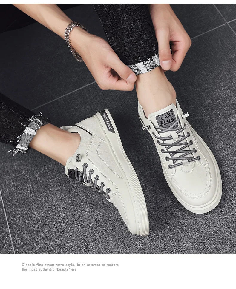 Trendy Versatile Cloth Shoes Men's Spring New Breathable White Shoes Men's Sports and Leisure Board Shoes Trendy Shoes