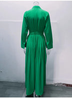 Autumn Winter Fashion V-neck Long Sleeve Elegant Blouse Print Lapel Top Women Solid Color Loose Casual Wide Leg Jumpsuit