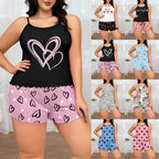 Women's Plus Size Pajamas Set Short Tank Tops Shorts 2 Pcs Suit Casual Home Wear Female Oversize Sleepwear 3XL 4XL 5XL